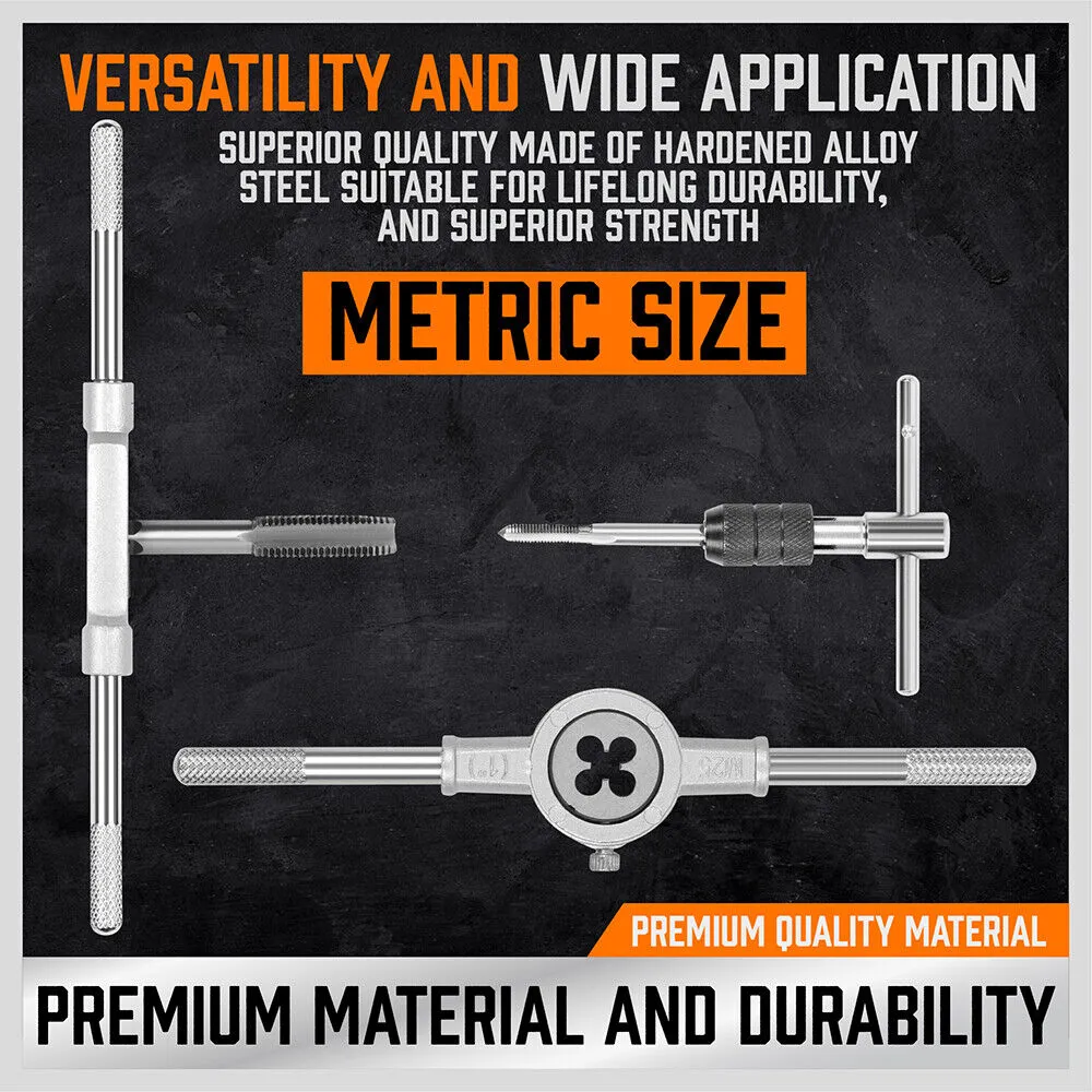 40-Piece Tap and Die Set | Metric Size Screw Thread Drill with Pitch Gauge