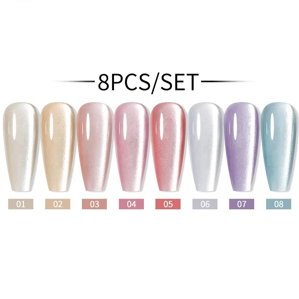 Cat Magnetic Moonlight Gel Nail Polish Set - Sparkle White Silver