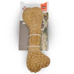 Fofos Woodplay Brush Bone Toy for Dogs | For Aggressive Chewers (Brown)