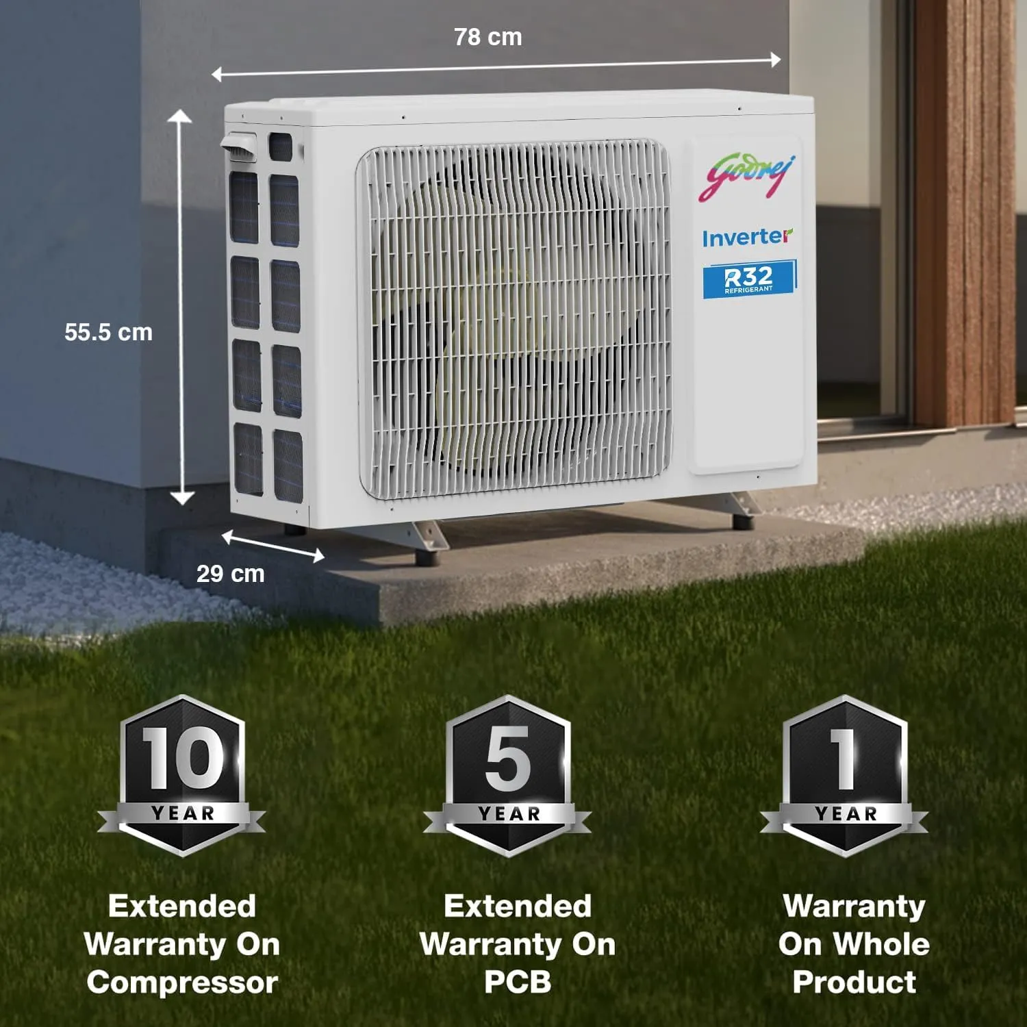 Godrej SIC 30LTC3-GWR 2.5 Ton 3 Star, 5-in-1 Convertible Cooling, Inverter Split AC (Copper, 4 Way Air Swing With Heavy-Duty Cooling at 52 Deg Celcius, AC 2.5T  White)