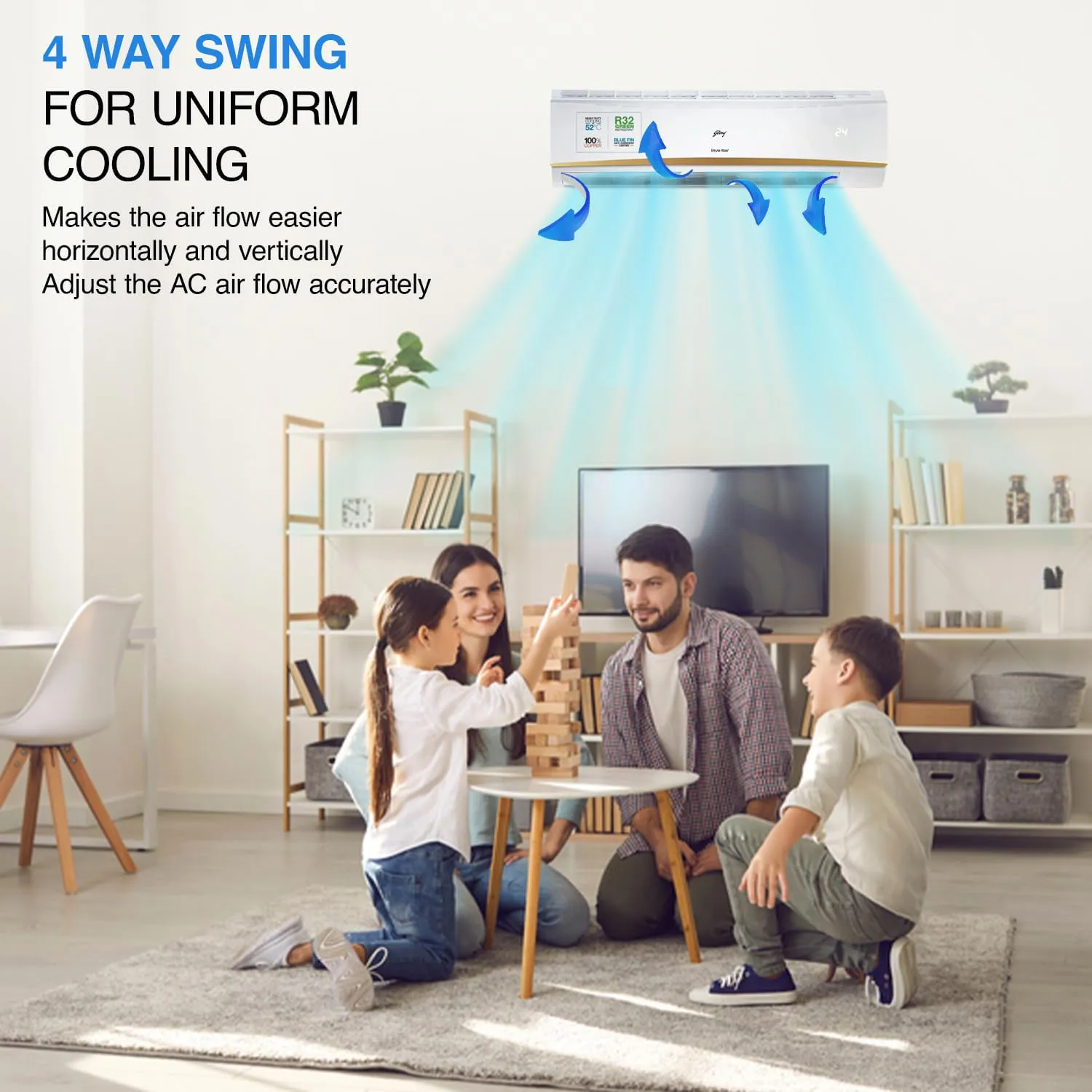 Godrej SIC 30LTC3-GWR 2.5 Ton 3 Star, 5-in-1 Convertible Cooling, Inverter Split AC (Copper, 4 Way Air Swing With Heavy-Duty Cooling at 52 Deg Celcius, AC 2.5T  White)