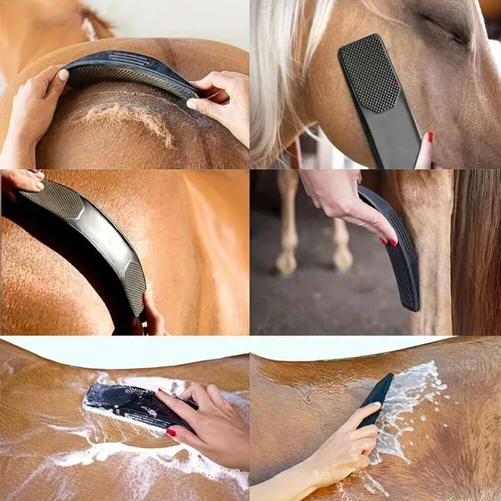 Horses Grooming Brush PP Bristles Bathing Massage. فرشاة العناية بالخيول، شعيرات من البولي بروبيلين، استحمام،