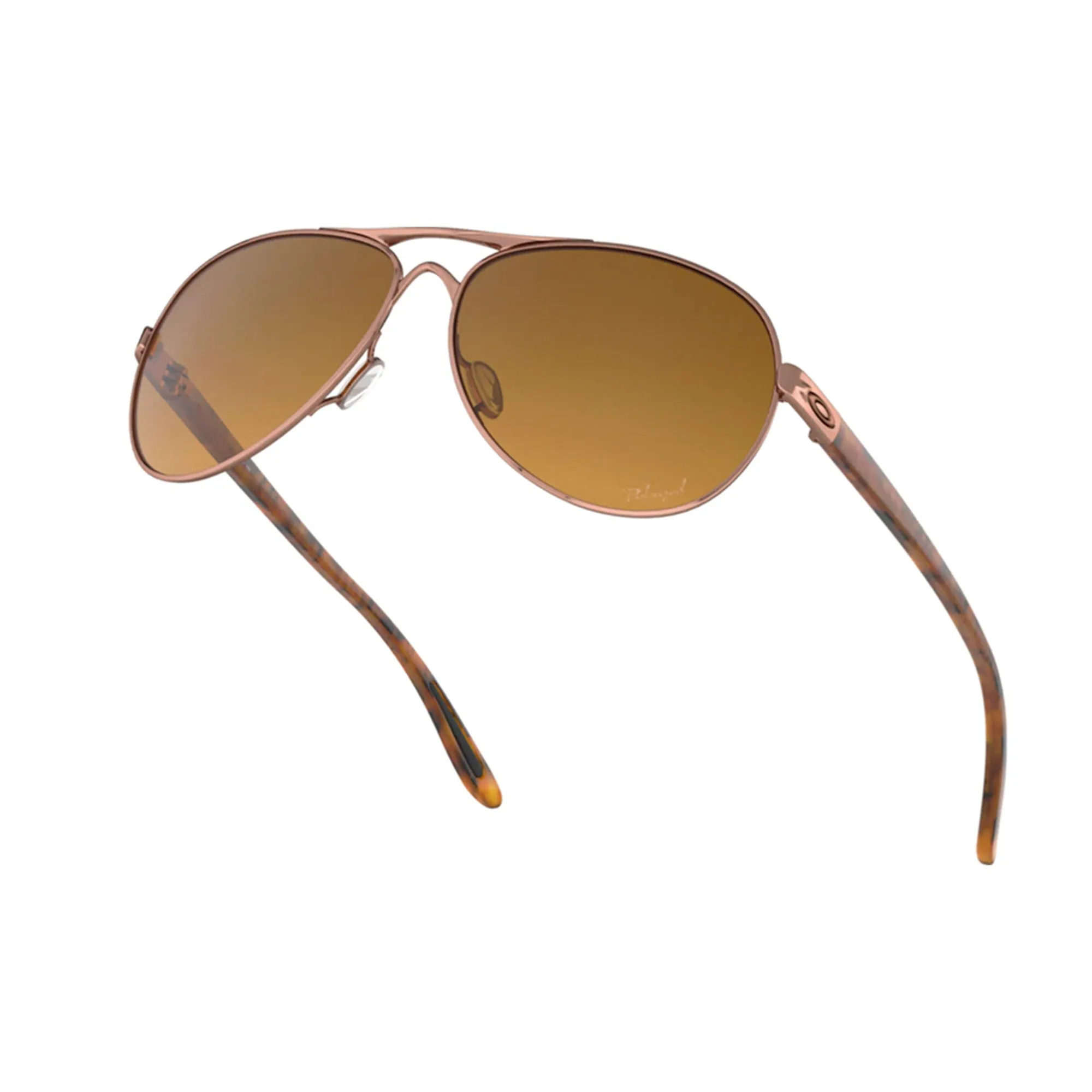 Oakley OO4079-14 Womens Feedback Sunglasses Rose Gold Frame Brown Gradient Polarized Lens